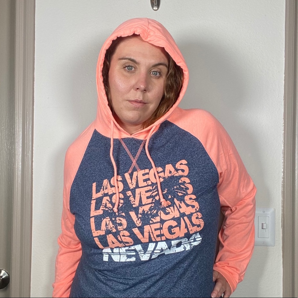 Neon and grey baseball tee hoodie. Soft and comfy